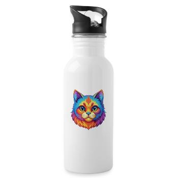 Munchkin Katze Rasse Karikatur Kawaii Tier Haustier - Trinkflasche mit integriertem Trinkhalm - Weiß - Rechts
