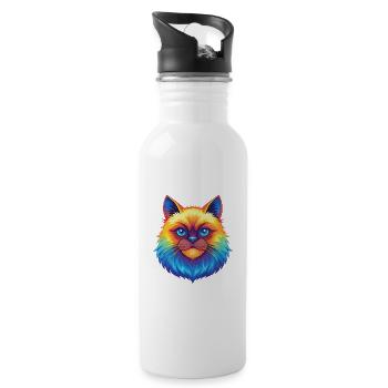 Himalaya Katze Rasse Karikatur Kawaii Tier Haustier - Trinkflasche mit integriertem Trinkhalm - Weiß - Rechts