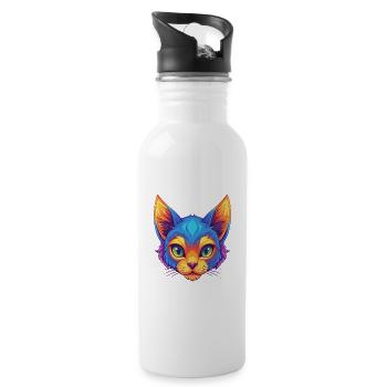 Pixie Bob Katze Rasse Cartoon Kawaii Tier Haustier - Trinkflasche mit integriertem Trinkhalm - Weiß - Rechts