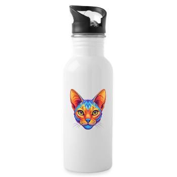 Ocicat Chat Race Dessin Animé Kawaii Animal Pet - Gourde avec paille intégrée - blanc - Droite