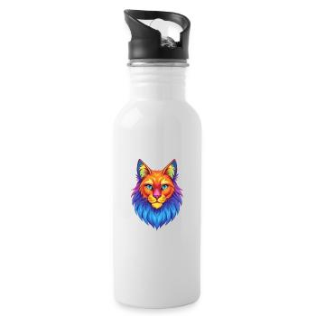Norwegian Forest Cat Breed Cartoon Kawaii Animal P - Water bottle with straw - white - Right