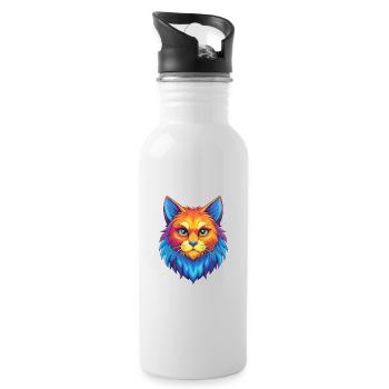 Chat Ragamuffin Race Dessin animé Kawaii Animal de compagnie - Gourde avec paille intégrée - blanc - Droite