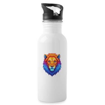 Liger Hybrid Löwe Tiger Katzenrasse Karikatur Kawaii A - Trinkflasche mit integriertem Trinkhalm - Weiß - Rechts