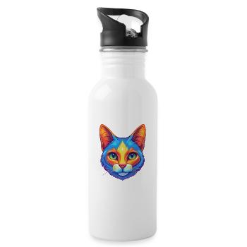 Japanische Bobtail Katze Rasse Karikatur Kawaii Tier P - Trinkflasche mit integriertem Trinkhalm - Weiß - Rechts