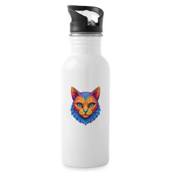 Domestic Cat Breed Cartoon Kawaii Animal Pet - Water bottle with straw - white - Right
