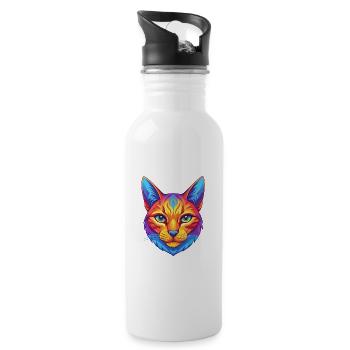 Kalifornische Spangled Katzenrasse Karikatur Kawaii Anima - Trinkflasche mit integriertem Trinkhalm - Weiß - Rechts
