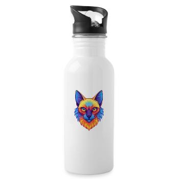 Balinese Cat Breed Cartoon Kawaii Animal Pet - Water bottle with straw - white - Right