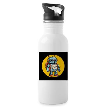 Petit robot mignon avec sac d’école inscription à l’école - Gourde avec paille intégrée - blanc - Droite