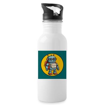 Petit robot mignon avec sac d’école inscription à l’école - Gourde avec paille intégrée - blanc - Droite