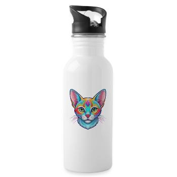 Abessinische Kurzhaarkatze Rasse Karikatur Kawaii Anim - Trinkflasche mit integriertem Trinkhalm - Weiß - Rechts