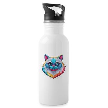 Himalaya Katze Rasse Karikatur Kawaii Tier Haustier - Trinkflasche mit integriertem Trinkhalm - Weiß - Rechts