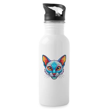 Chat siamois race dessin animé Kawaii Animal Pet - Gourde avec paille intégrée - blanc - Droite
