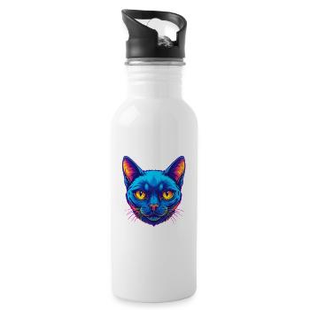 Burmesische Katze Rasse Karikatur Kawaii Tier Haustier - Trinkflasche mit integriertem Trinkhalm - Weiß - Rechts