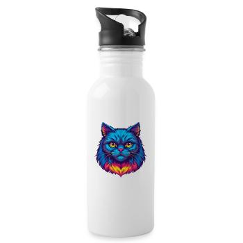 British Longhair Cat Breed Cartoon Kawaii Animal P - Water bottle with straw - white - Right