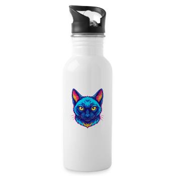 Chat Balinais Race Dessin animé Kawaii Animal Pet - Gourde avec paille intégrée - blanc - Droite