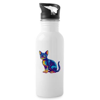 Chat Abyssin Race Dessin Animé Kawaii Animal De Compagnie - Gourde avec paille intégrée - blanc - Droite