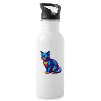 Chat mau arabe, race de chat, dessin animé, animal de compagnie kawaii - Gourde avec paille intégrée - blanc - Droite