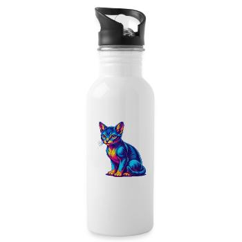 Abessinische Kurzhaarkatze Rasse Karikatur Kawaii Anim - Trinkflasche mit integriertem Trinkhalm - Weiß - Rechts