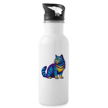 Race de chat Bobtail américain Dessin animé Kawaii Animal P - Gourde avec paille intégrée - blanc - Droite