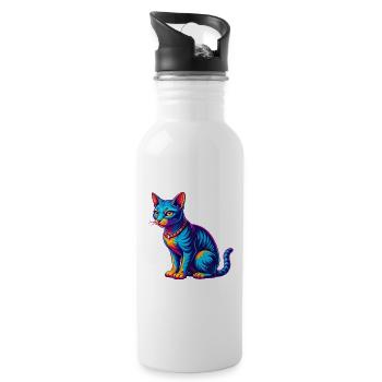 Chat arabe égyptien Mau Race de chat Dessin animé Kawaii Anim - Gourde avec paille intégrée - blanc - Droite