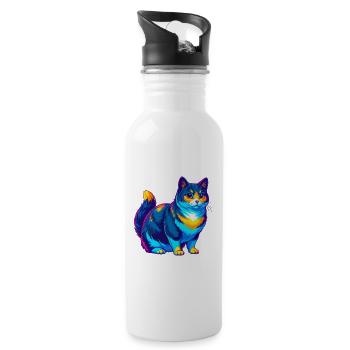 Japanische Bobtail Katze Rasse Karikatur Kawaii Tier P - Trinkflasche mit integriertem Trinkhalm - Weiß - Rechts