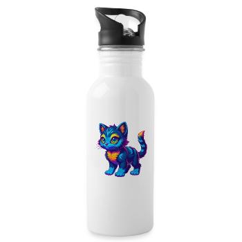Pixie Bob Katze Rasse Cartoon Kawaii Tier Haustier - Trinkflasche mit integriertem Trinkhalm - Weiß - Rechts