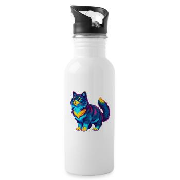 Carélien Bobtail Chat Race Dessin animé Kawaii Animal P - Gourde avec paille intégrée - blanc - Droite