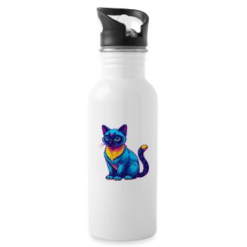 Chat siamois race dessin animé Kawaii Animal Pet - Gourde avec paille intégrée - blanc - Droite