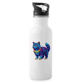 Manx Chat Race Dessin animé Kawaii Animal Pet - Gourde avec paille intégrée - blanc - Droite