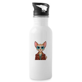 Peterbald Funny Cartoon Kawaii Veste Lunettes de soleil - Gourde avec paille intégrée - blanc - Droite