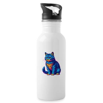 Domestic Cat Breed Cartoon Kawaii Animal Pet - Water bottle with straw - white - Right
