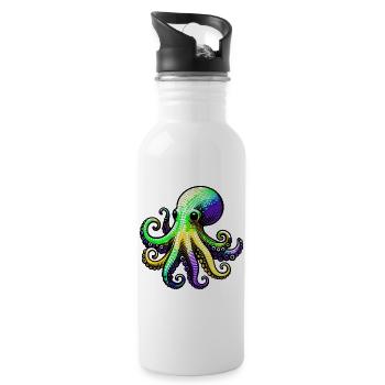Krake - Trinkflasche mit integriertem Trinkhalm - Weiß - Rechts
