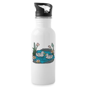 Entchen - Trinkflasche mit integriertem Trinkhalm - Weiß - Rechts