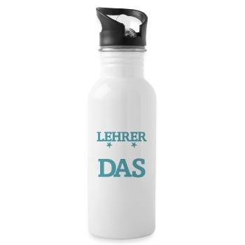 Ich bin Lehrer, Ich kann das - Trinkflasche mit integriertem Trinkhalm - Weiß - Rechts