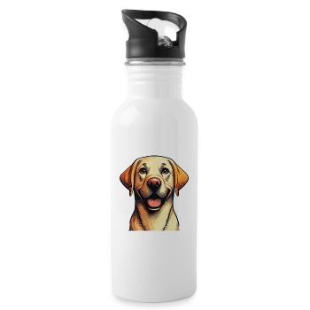 Lächelnder Labradorportrait - Trinkflasche mit integriertem Trinkhalm - Weiß - Rechts