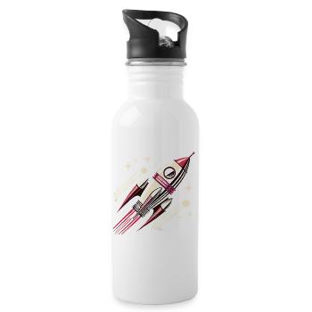 Retro SpaceAge Rakete Vektor Design - Trinkflasche mit integriertem Trinkhalm - Weiß - Rechts