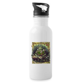 Frog Frogs Fairy Tale Fairy Tale Character Children Child - Water bottle with straw - white - Right