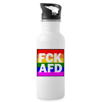 Fck afd - Trinkflasche mit integriertem Trinkhalm - Weiß - Rechts