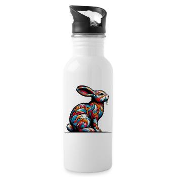 Lapin - Gourde avec paille intégrée - blanc - Droite