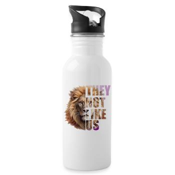 They not like us Design mit Löwen - Water bottle with straw - white - Right