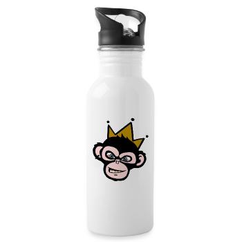 Verrückter Affe - crazy ape - Trinkflasche mit integriertem Trinkhalm - Weiß - Rechts