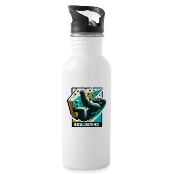 Bouldering Gorilla Gift - Water bottle with straw - white - Right