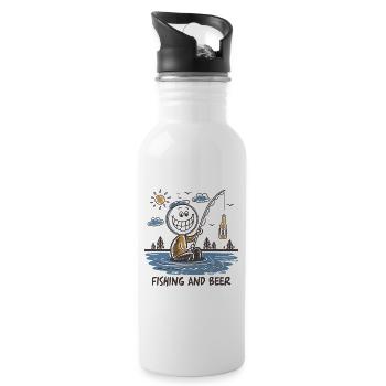 Drôle de bonhomme allumette dessin de pêche bière - Gourde avec paille intégrée - blanc - Droite