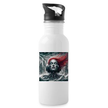Die Megalopolis - Trinkflasche mit integriertem Trinkhalm - Weiß - Rechts