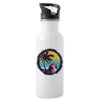 Soccer Drawing - Water bottle with straw - white - Right
