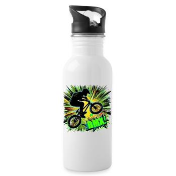 BMX Rad - Trinkflasche mit integriertem Trinkhalm - Weiß - Rechts