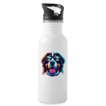 Berner Sennenhund - Trinkflasche mit integriertem Trinkhalm - Weiß - Rechts