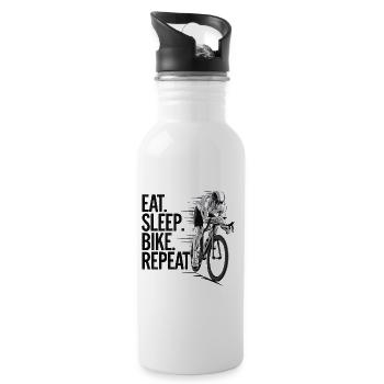 Passion Vélo Motivation, Manger Dormir Vélo - Gourde avec paille intégrée - blanc - Droite