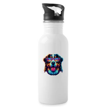 Berner Sennenhund - Trinkflasche mit integriertem Trinkhalm - Weiß - Rechts