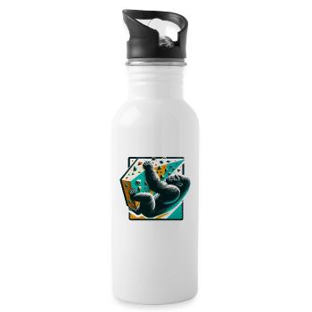 Bouldering Gorilla Gift - Water bottle with straw - white - Right